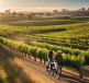 Un groupe de personnes faisant du vélo électrique à travers les vignobles d'Adélaïde, Australie